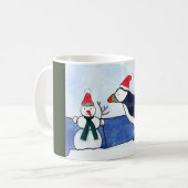 ツノメドリのかわいい水彩画およびインク コーヒーマグカップ (正面左)