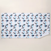 ツノメドリのパーティーのビーチタオル(色を選んで下さい) ビーチタオル (正面)