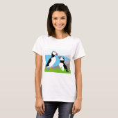 ツノメドリの海鳥 Tシャツ (正面フル)