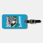 ツノメドリ及び遊航船-ジュノー、アラスカ ラゲッジタグ (正面横)