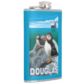 ツノメドリ及び遊航船-ダグラス、アラスカ フラスク (右)