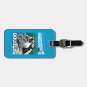 ツノメドリ及び遊航船-ダグラス、アラスカ ラゲッジタグ (正面横)