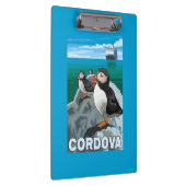 ツノメドリ及び遊航船- Cordova、アラスカ クリップボード (右)