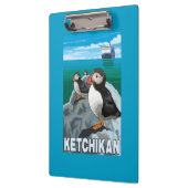 ツノメドリ及び遊航船- Ketchikan、アラスカ クリップボード (左)