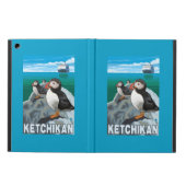 ツノメドリ及び遊航船- Ketchikan、アラスカ iPad Airケース (外側)
