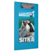 ツノメドリ及び遊航船- Sitka、アラスカ クリップボード (右)