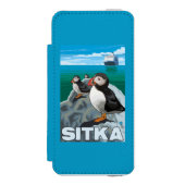 ツノメドリ及び遊航船- Sitka、アラスカ Incipio iPhoneウォレットケース (フォリオ 正面)