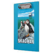 ツノメドリ及び遊航船- Skagway、アラスカ クリップボード (左)