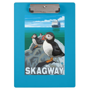 ツノメドリ及び遊航船- Skagway、アラスカ クリップボード