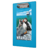 ツノメドリ及び遊航船- Wrangell、アラスカ クリップボード (左)