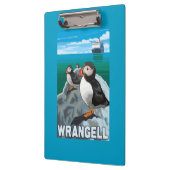 ツノメドリ及び遊航船- Wrangell、アラスカ クリップボード (左)