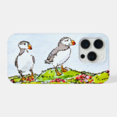 ツノメドリ2羽 iPhoneケース (裏面横)
