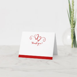 ツハート 赤い渦巻き 結婚式 お礼のメッセージカード サンキューカード