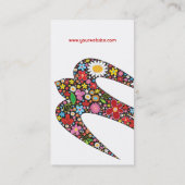 ツバお洒落メの鳥とカラフル春の花 名刺 (裏面)