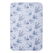 ツバウバードフローラブルーホワイトヴィンテージチノイセリ バスマット (正面縦)