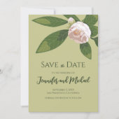 ツバキと緑のシンプルエレガントを保存 招待状 (正面)