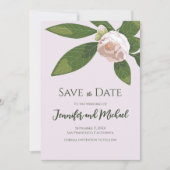 ツバキと緑のシンプルエレガントを保存 招待状 (正面)