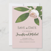 ツバキと緑のシンプルエレガントを保存 招待状 (正面)