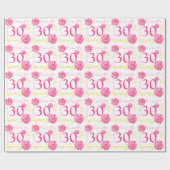 ツバキの水彩画の花の名前の第30誕生日の覆い ラッピングペーパー (フラット)