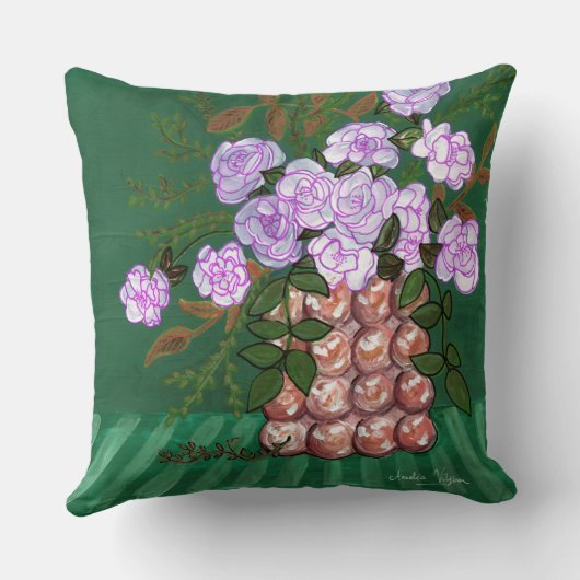 ツバキの花の泡の花瓶装飾用クッション クッション (裏面)