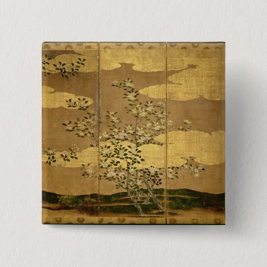 ツバキの花 缶バッジ (正面)