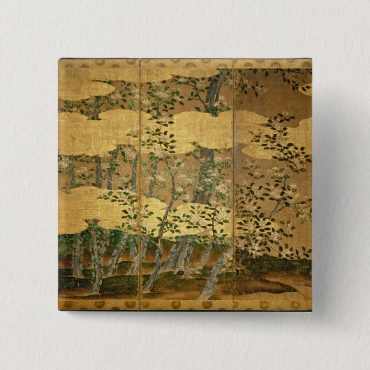 ツバキの花 缶バッジ (正面)