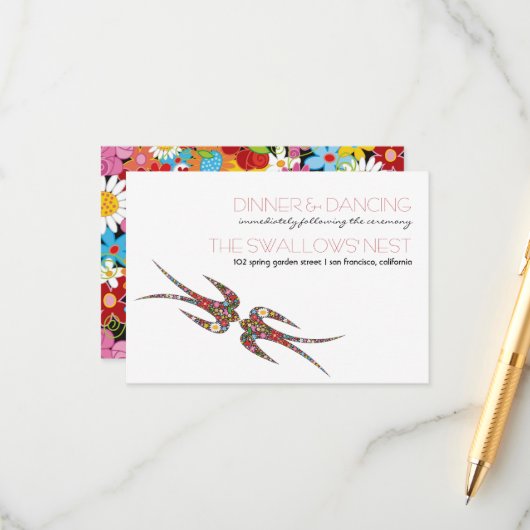 ツバキスをするメ春の花の結婚披露宴 エンクロージャーカード (正面/裏面インサイチュ)