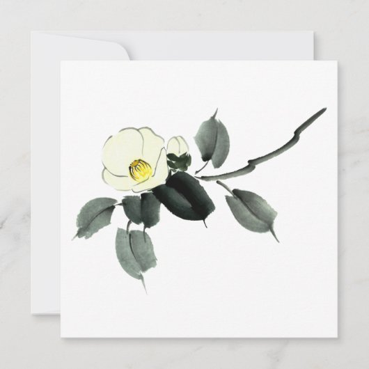 ツバキ墨と水彩 サンキューカード (正面)