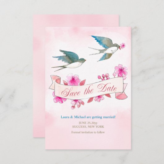 ツバメたち　結婚式の日程をお伝えします セーブザデート (正面/裏面)