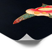 ツバメとツバキ花ヴィンテージ日本の鳥 ポスター (角)