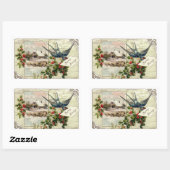 ツバメとヒツジのビンテージクリスマス 長方形シール (シート)