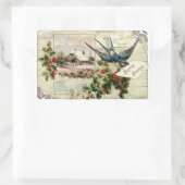 ツバメとヒツジのビンテージクリスマス 長方形シール (バッグ)