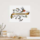 ツバメと栄養のあるスクロール ポスター (キッチン)