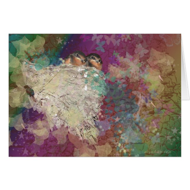 ツバメのファンタジーの60年代巣の2羽の鳥 (正面横)