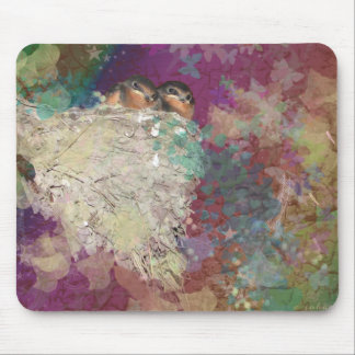 ツバメのファンタジーの60年代巣の2羽の鳥 マウスパッド
