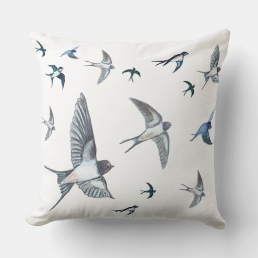ツバメの群飛んでいるれ クッション (正面)