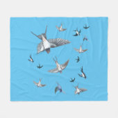 ツバメの群飛んでいるれ フリースブランケット (正面(横))