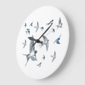 ツバメの群飛んでいるれ ラージ壁時計 (傾斜)