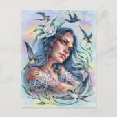 ツバメの葉書と一緒に行く夏の喜び鳥 ポストカード (正面)