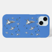 ツバメの飛んでいる群れイラストレーションブルー Case-Mate iPhoneケース (裏面 (横))