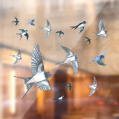 ツバメの飛んでいる群れイラストレーション ウィンドウサイン (シート2)