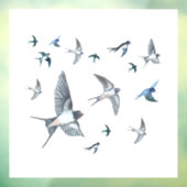 ツバメの飛んでいる群れイラストレーション ウィンドウサイン (シート3)