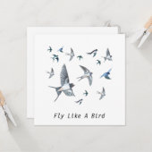ツバメの飛んでいる群れイラストレーション カード (正面/裏面インサイチュ)