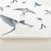 ツバメの飛んでいる群れイラストレーション シェルパブランケット (3/4)