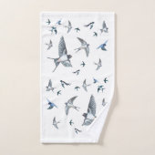 ツバメの飛んでいる群れイラストレーション バスタオルセット (ハンドタオル)