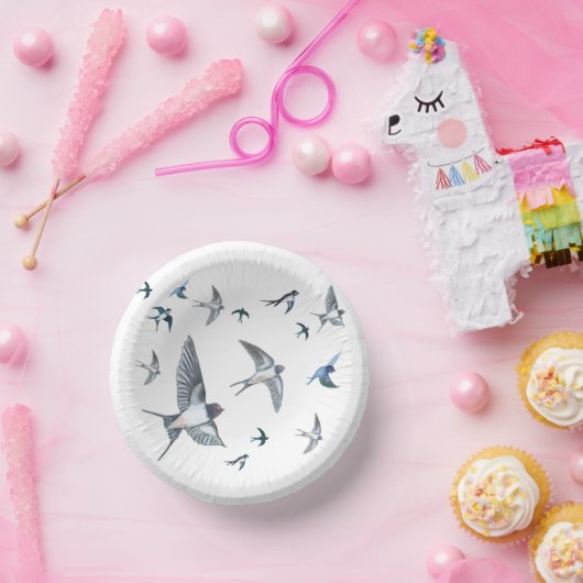 ツバメの飛んでいる群れイラストレーション ペーパーボウル (パーティー)
