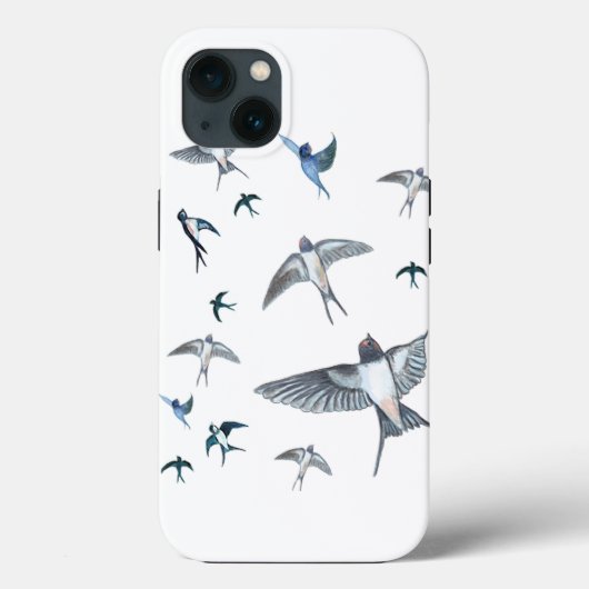 ツバメの飛んでいる群れイラストレーション Case-Mate iPhoneケース (裏面)