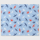 ツバメの鳥の空の飛行パターン青い赤い白 ラッピングペーパー (フラット)