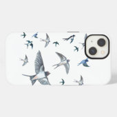 ツバメの鳥の群れのイラスト iPhoneケース (裏面横)