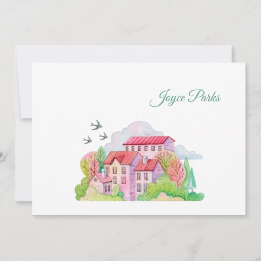 ツバメ文房具での春パーソナライズされた戻り サンキューカード (正面)